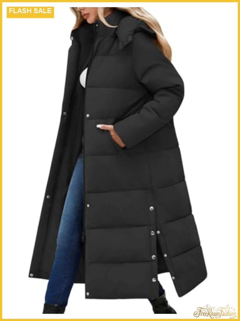 UMIPUBO Waterproof Long Maxi Down Puffer Coat Faux Fur Hood Winter